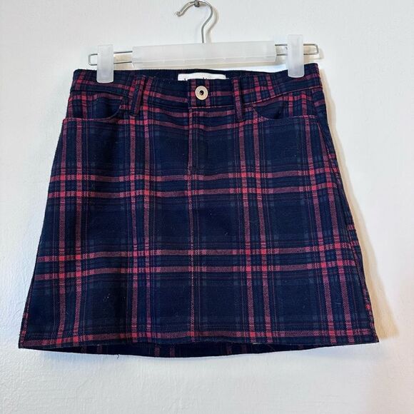 Abercrombie & Fitch Kid's Girls Mini Skirt Plaid Red Blue Size 9/10 - Picture 1 of 3